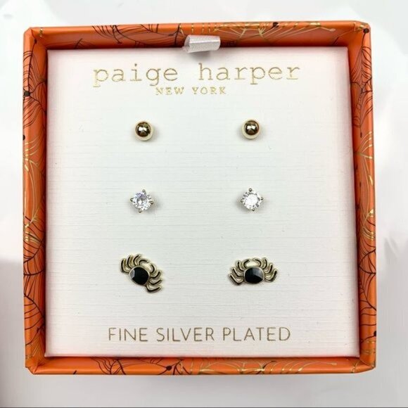NEW Paige Harper New York Halloween Theme Silver‎ Plated Earring Set - 3 Pairs - Picture 1 of 4
